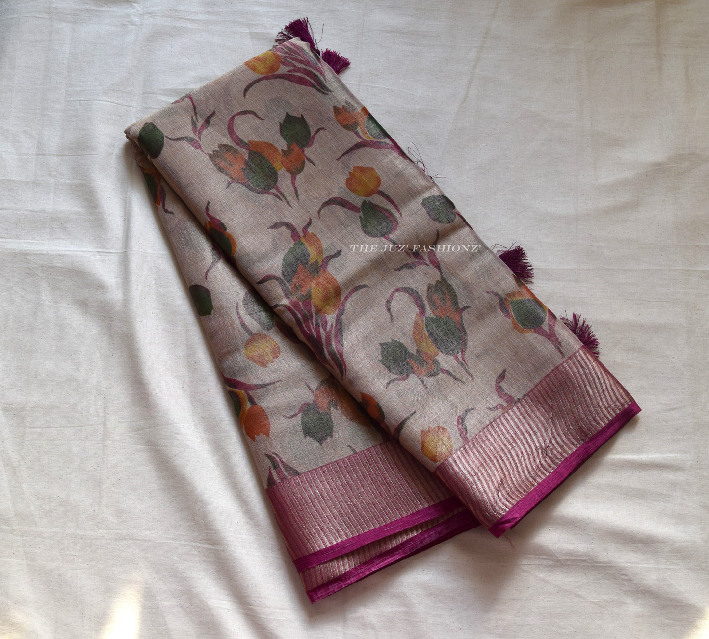Pure Linen tissue saree
