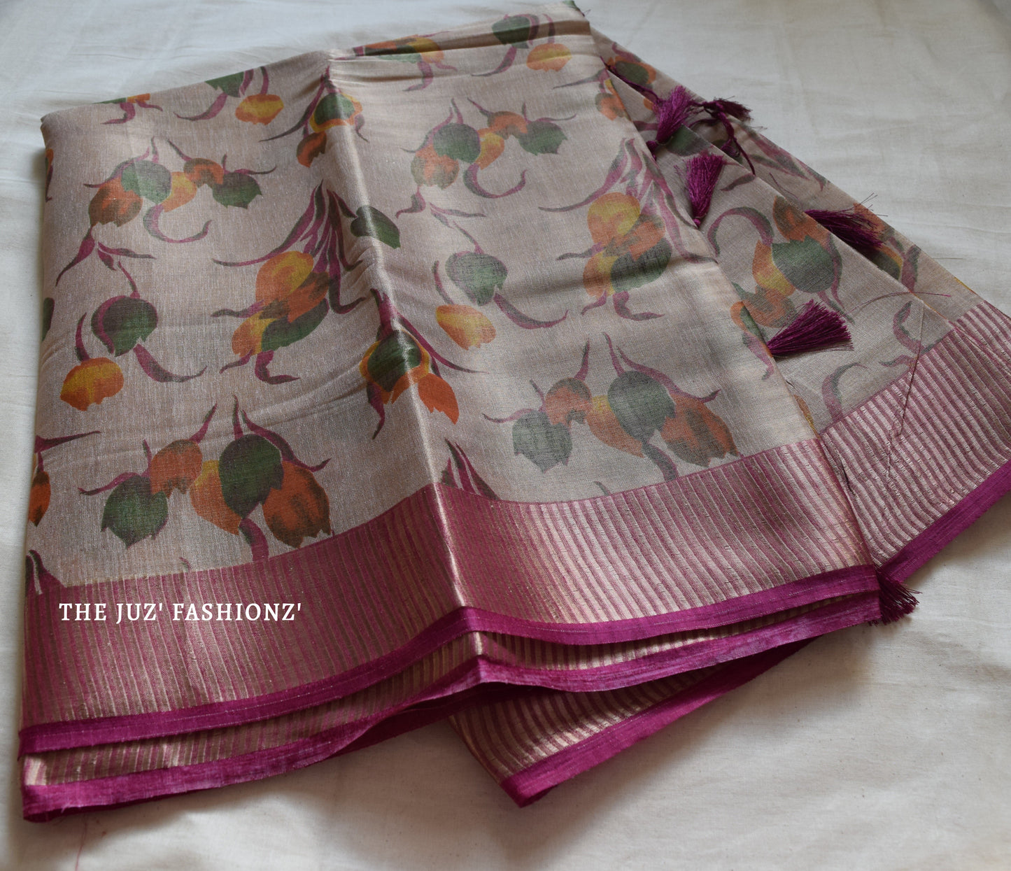 Pure Linen tissue saree