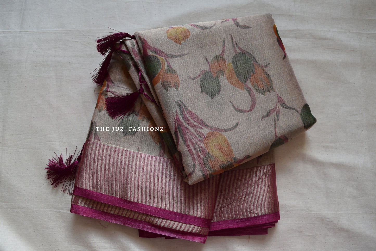 Pure Linen tissue saree