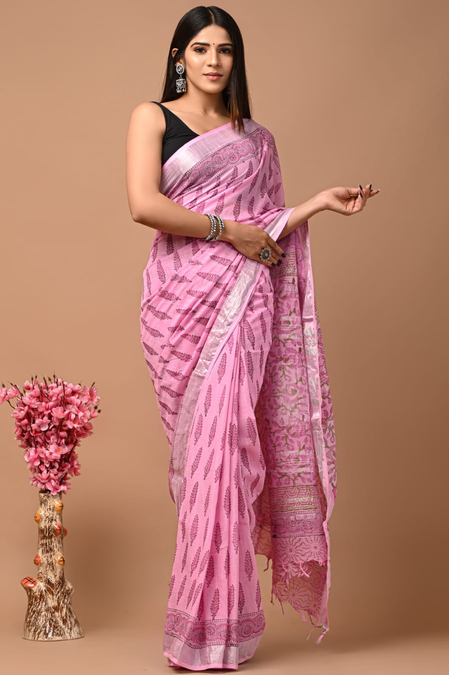 Linen cotton saree